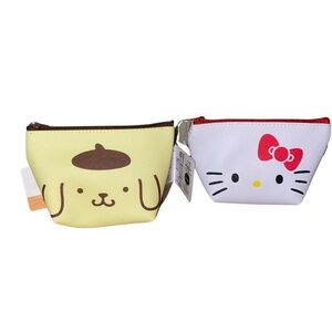 Sanrio Mini Pouch Set Hello Kitty & Pompompurin Coin Makeup Bag New w/ Tags